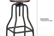 Affordable Industrial Style Height Adjustable Swivel Bar Stool With Natural Pinewood Top