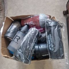 Box of shakers Protein Preworkout supplement