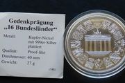 The 16 federal states of Germany proof-like Silver plated coin medal