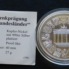 The 16 federal states of Germany proof-like Silver plated coin medal