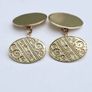 Vintage 9ct Yellow Gold Engine Turned Gents Cufflinks Image 2