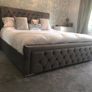 New\ Panel Plush Velvet Upholstered Bed Frame Double & King Size Image 5