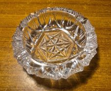 Vintage Heavy Crystal Glass Ashtray