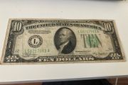 USA 1934 A 10 Dollars Banknote Light green seal No Motto