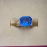 A Vintage Sterling Silver Gemstone Blue Emerald Cut Ring. Ring Size K Total Weight 5.86 Grams. Image 2