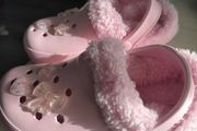 Girls Pink Fur Lined Clogs