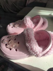 Girls Pink Fur Lined Clogs