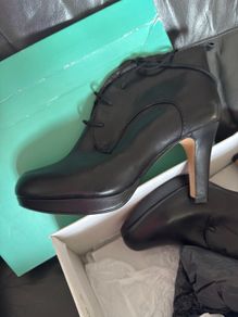 Kendra Apple Heeled Ankle Boots Clarks Black in box