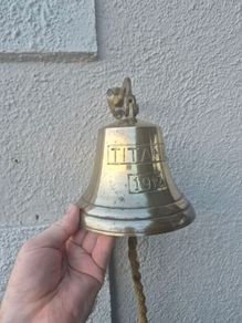 Antique Brass Hanging Wall Titanic Bell 1912  Hanging Nautical Wall Decor
