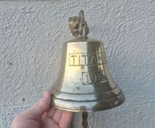 Antique Brass Hanging Wall Titanic Bell 1912  Hanging Nautical Wall Decor