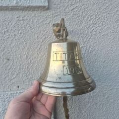 Antique Brass Hanging Wall Titanic Bell 1912  Hanging Nautical Wall Decor