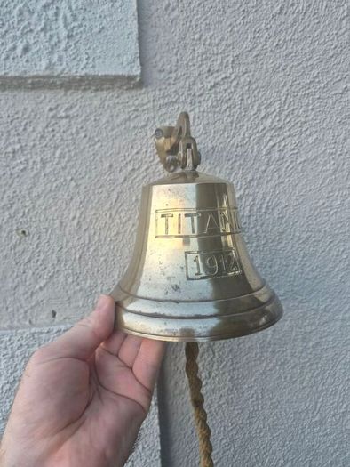 Antique Brass Hanging Wall Titanic Bell 1912  Hanging Nautical Wall Decor