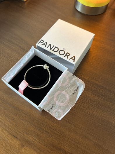 Pandora Heart Clasp Snake Chain Bracelet (size 15)
