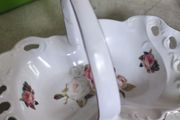 Rare Find Antique Rose Designed in Ireland  Bone China Bon Bon Basket Dishe.