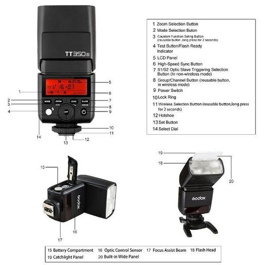 Godox Mini TT350 TTL HSS 2.4G Flash Speedlite for Olympus Panasonic Mirrorless Cameras