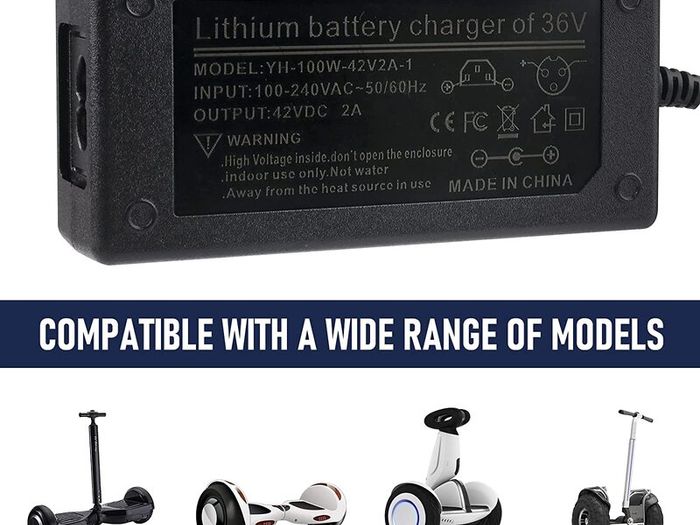 Scooter Charger 42V 2A AC Power Adapter Battery Charger for Electric Self-Balancing Scooter, Two Wheel Smart Drifting Board, Electric Scooters, Segway Hoverboard UK Universal Charger 3 pin