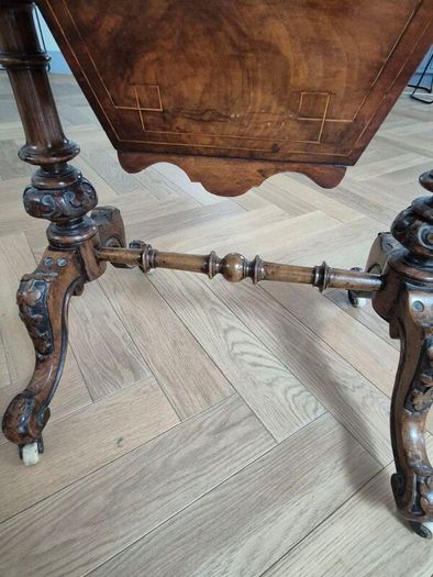 Antique Victorian Burr Walnut Games & Work Table