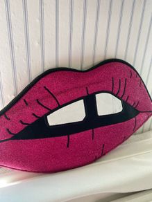 New Skinny Dip magenta glitter lip clutch (read in full)