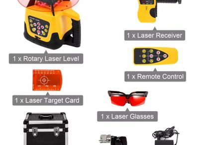 360 Rotary Laser Level 300m Range Self-Leveling Vertical Horizontal Cross Line Measurement Instruments Construction NEW