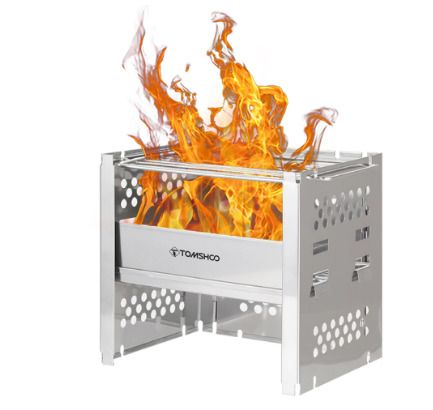 BRAND NEW Outdoor Stainless Steel Wood Stove w/ Barbecue Grill Portable Wood Burning Stove Camping BBQ Firewood Burner w/ Bracket