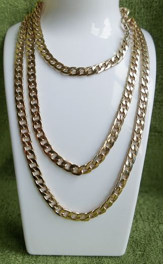 Vintage extra long Gold Plated Curb Link Chain 46"