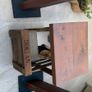 homemade hi-fi table with record box and speakers stands Image 2
