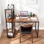 Computer Desk, Writing Desk with 4 Tier DIY Storage Shelves on Left or Right, 120 60 122cm Work Table for Office Living Room, Steel Frame, Industrial (FREE SHIPPING) Image 2