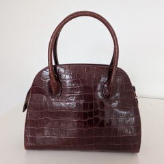 Brown Leather Bag - Crocodile effect