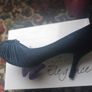 Navy Satin Court Shoes with Diamante. Image 8