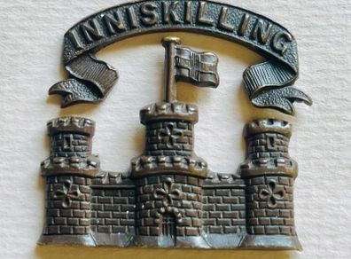 Extremely Rare - Irish, 1927 Bronze 2-piece Inniskilling Fusiliers Officer Cap Badge - Ulster