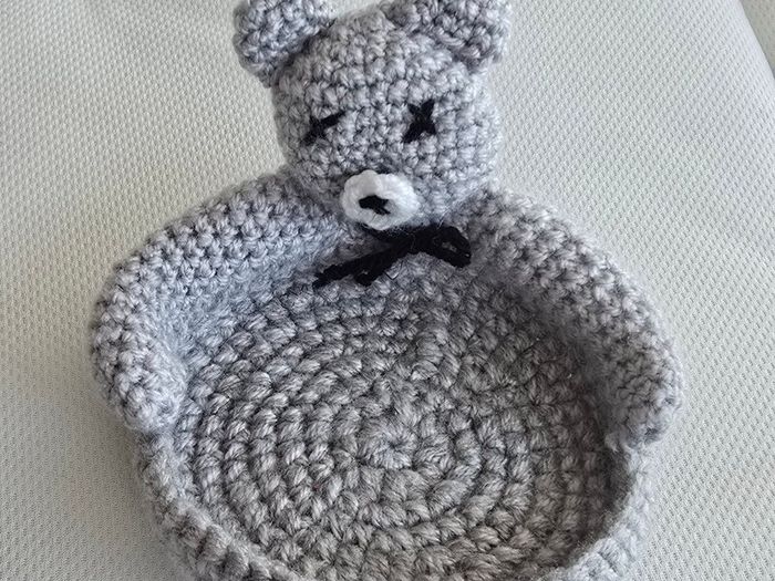 Handmade Crochet Teddy Tea Coaster / Trinket Holder