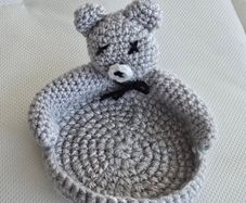 Handmade Crochet Teddy Tea Coaster / Trinket Holder