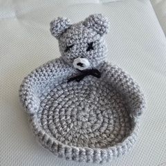 Handmade Crochet Teddy Tea Coaster / Trinket Holder