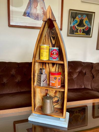 Wooden Boat Wall Shelf Vintage Nautical Decor Rustic Maritime Coastal Display