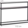 Modern Black Glass Console Table with Storage Shelf Image 3
