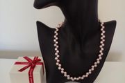 Natural Pink Pearl and silver Necklace Bracelet and Earrings