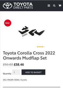 Genuine Toyota Corolla Cross 2022- Front and Rear Mudguards PW389-16000