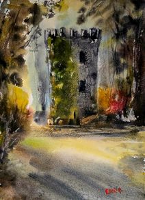 pepperpot tower powerscourt watercolour
