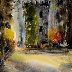 pepperpot tower powerscourt watercolour