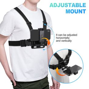 Adjustable Phone Clip Holder With Chest Strap Fixation Bracket for Sport Camera Mobile Phone Camera Black Holder Accessory