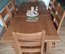 Solid Oak Dining table and 8 chairs