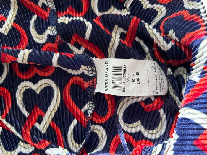 River Island heart print pleated dress (UK 14)