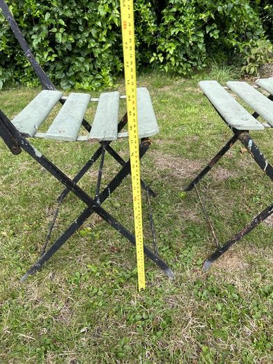 Pair of 1930s Vintage Green Folding Garden Chairs