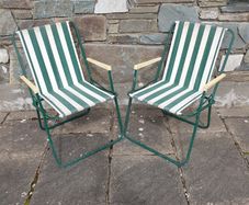 Camping chairs pair strip vintage campervan