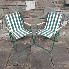 Camping chairs pair strip vintage campervan