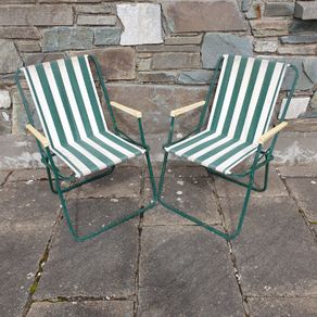 Camping chairs pair strip vintage campervan