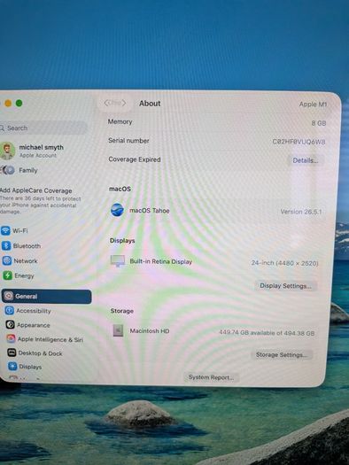 Imac m1 blue 512gb ssd 4 ports