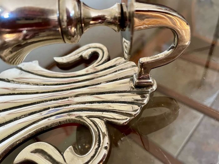 Antique Silver Colour Art Deco Style Retro Decor Scallop Shell Candle Sconce 1920s