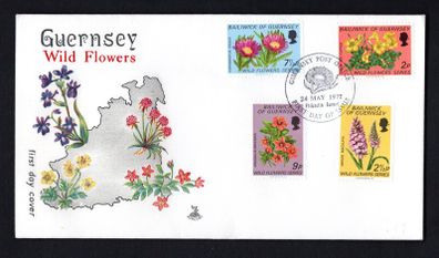 1972 Guernsey Wild Flowers Commemorative Stamp Illustrated First Day Cover (FDC)