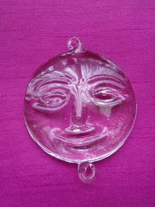 Handblown glass Moon ornament, Craft supplies, Suncatcher supplies. Glass moon, Hanging ornament